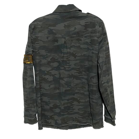 Willow & Clay Patches Military Style Utility Jacket Womens XS Zip Snaps Camo Y2K - Picture 3 of 10